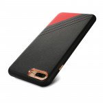 Wholesale iPhone 8 / 7 Cool Striped Armor PU Leather Case (Black Red)